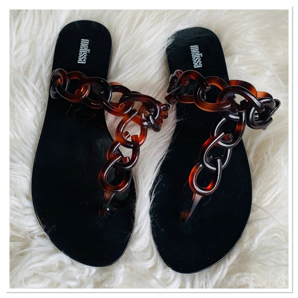 Melissa Big Chain Ad Sandals In Tortoise Black Size 8